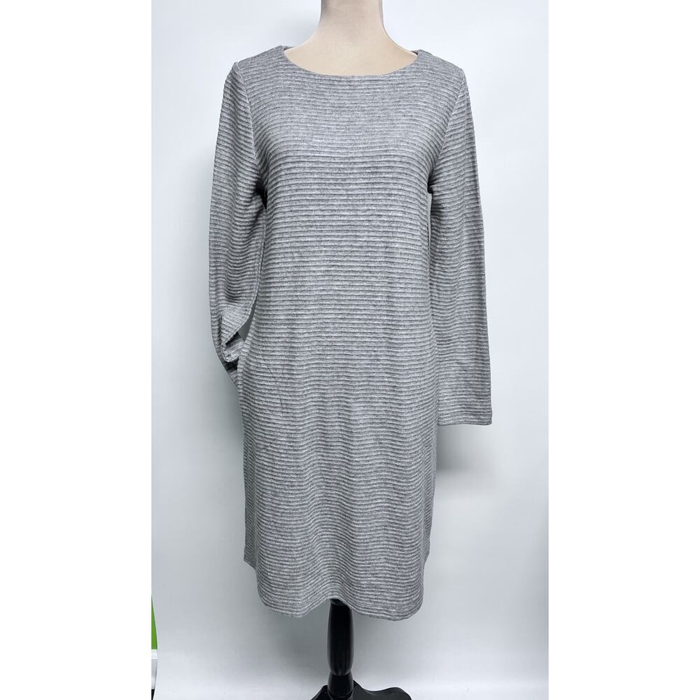 J Jill Sweater Dress Ribbed Knit Medium Stretch Midi Lagenlook Career Wear Cozy